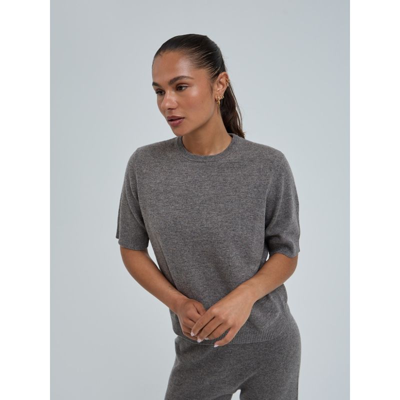 Seamless basic Wool cashmere classic t-shirt