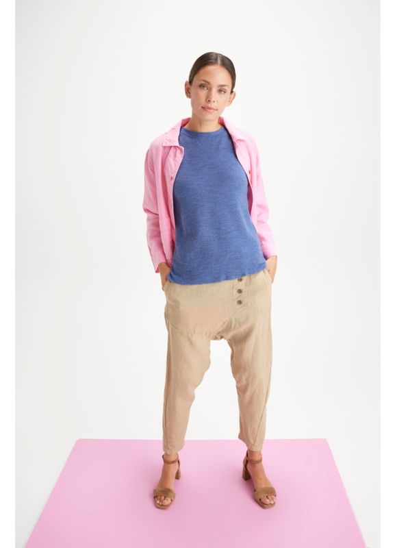 11023 By basics lin bukse med sagg og knapper