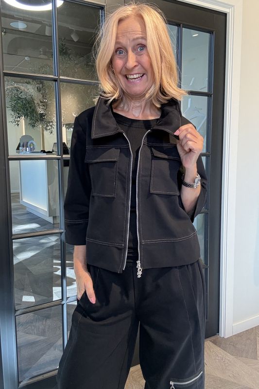 2142 My Soul tøff sort jeans jakke med stretch