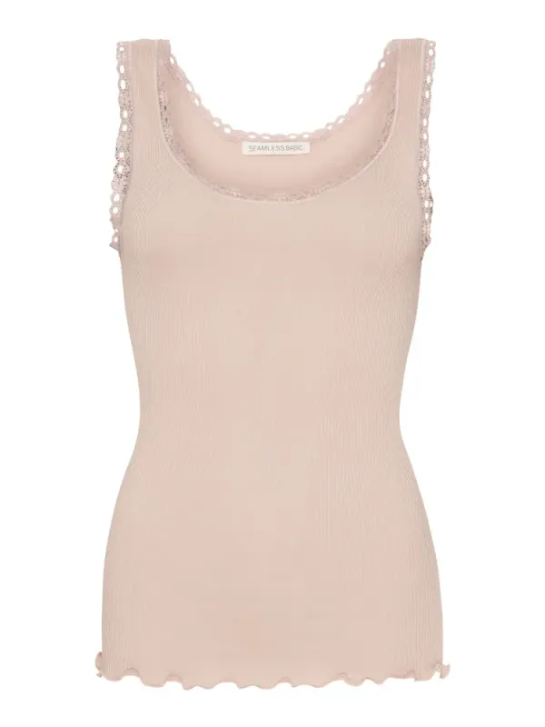 Singlet med blondekant fra Seamless Basic
